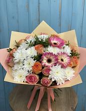 Букет цветов из:  Розы, Герберы и Хризантемы #REPLACE_PRED# Новом Торъяле