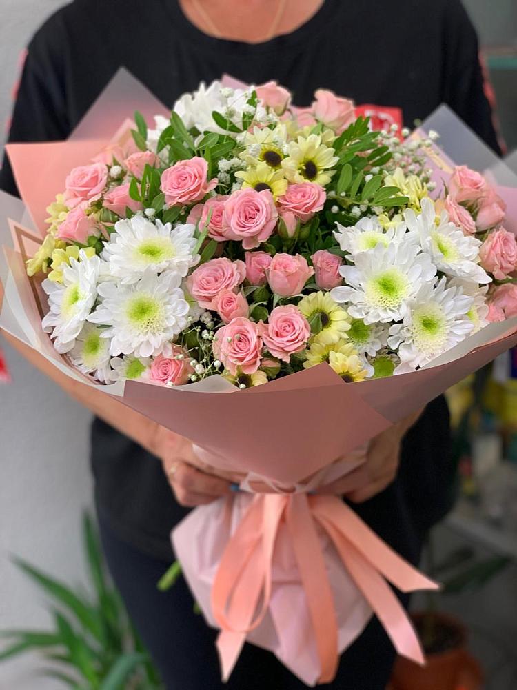 Букет цветов из: Розы и Хризантемы в Новом Торъяле