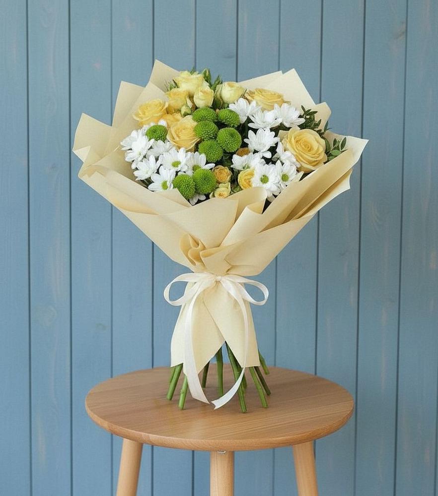 Букет цветов из: Хризантемы и Розы в Новом Торъяле