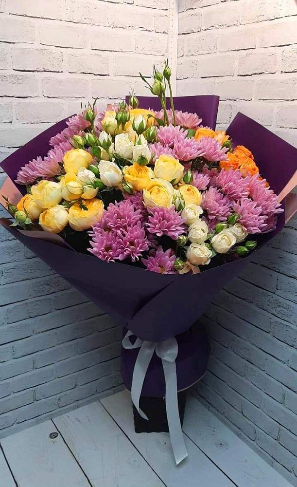 Букет цветов из: Хризантемы и Розы в Новом Торъяле