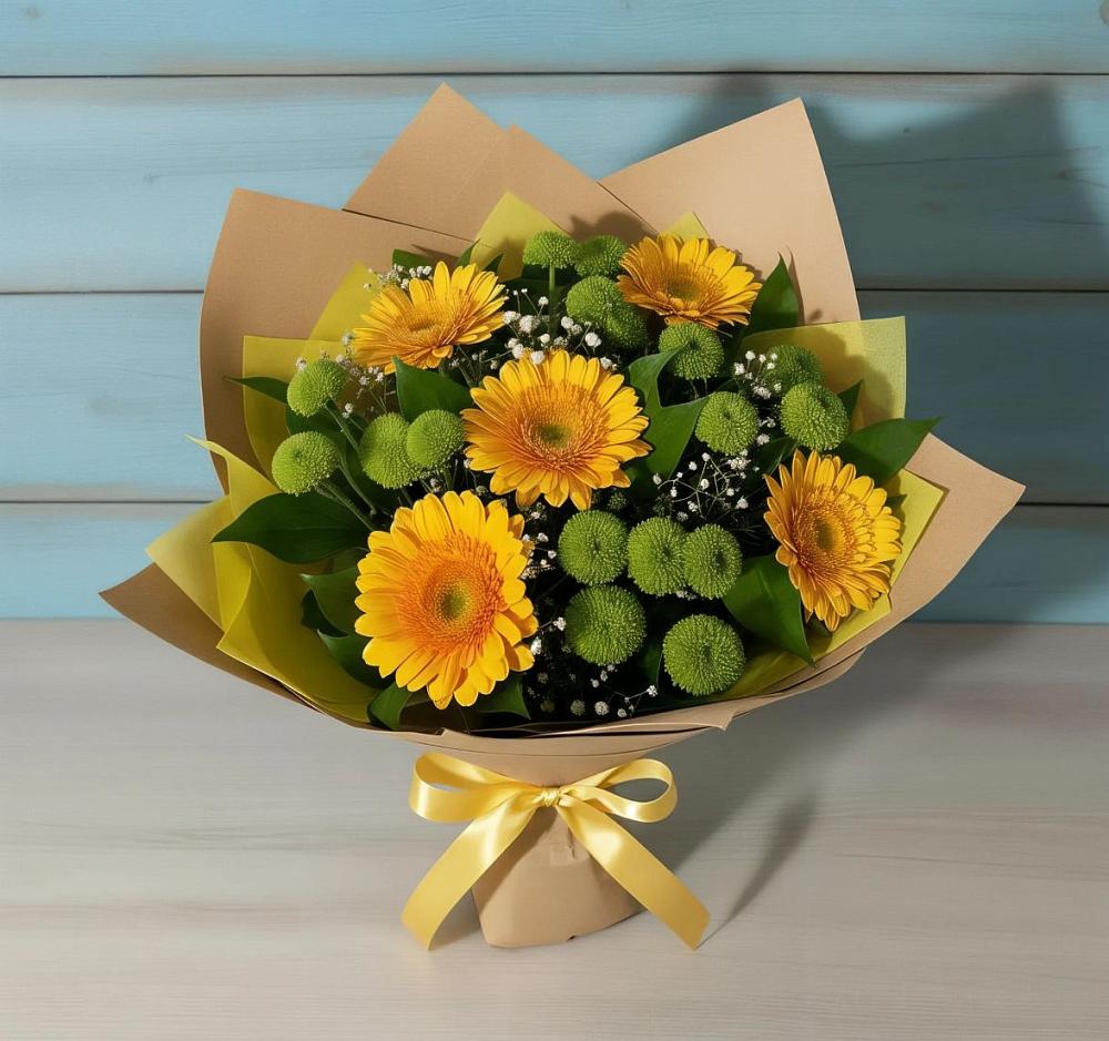 Букет цветов из: Герберы и Хризантемы в Новом Торъяле