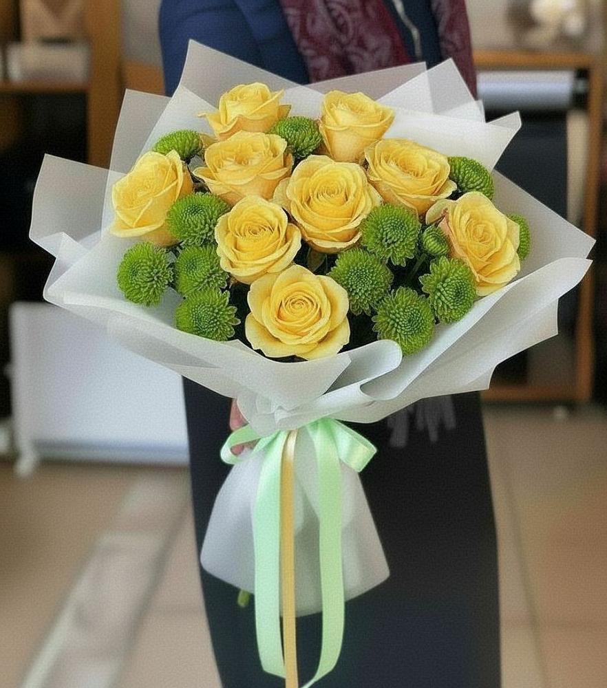 Букет цветов из: Хризантемы и Розы в Новом Торъяле