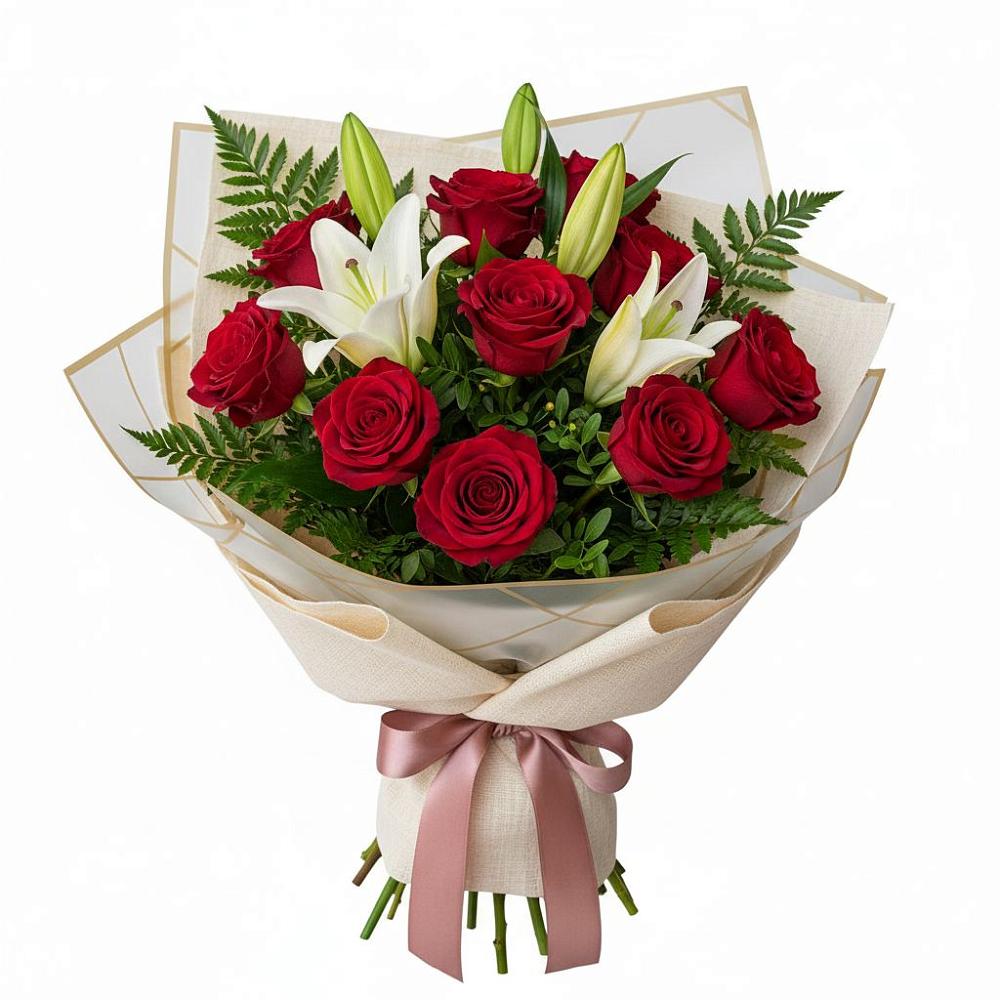 Букет цветов из: Лилии и Розы в Новом Торъяле