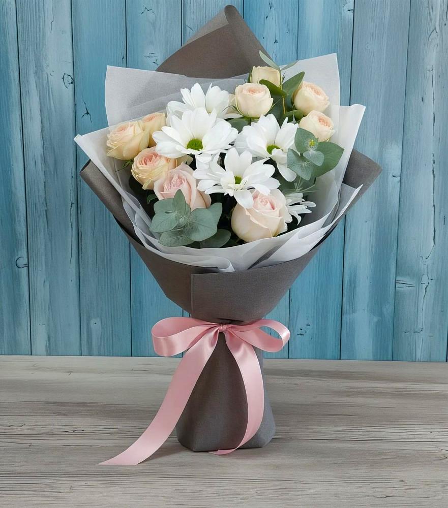 Букет цветов из: Хризантемы и Розы в Новом Торъяле