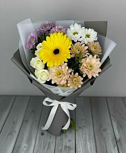 Букет цветов из:  Розы, Герберы и Хризантемы в Новом Торъяле