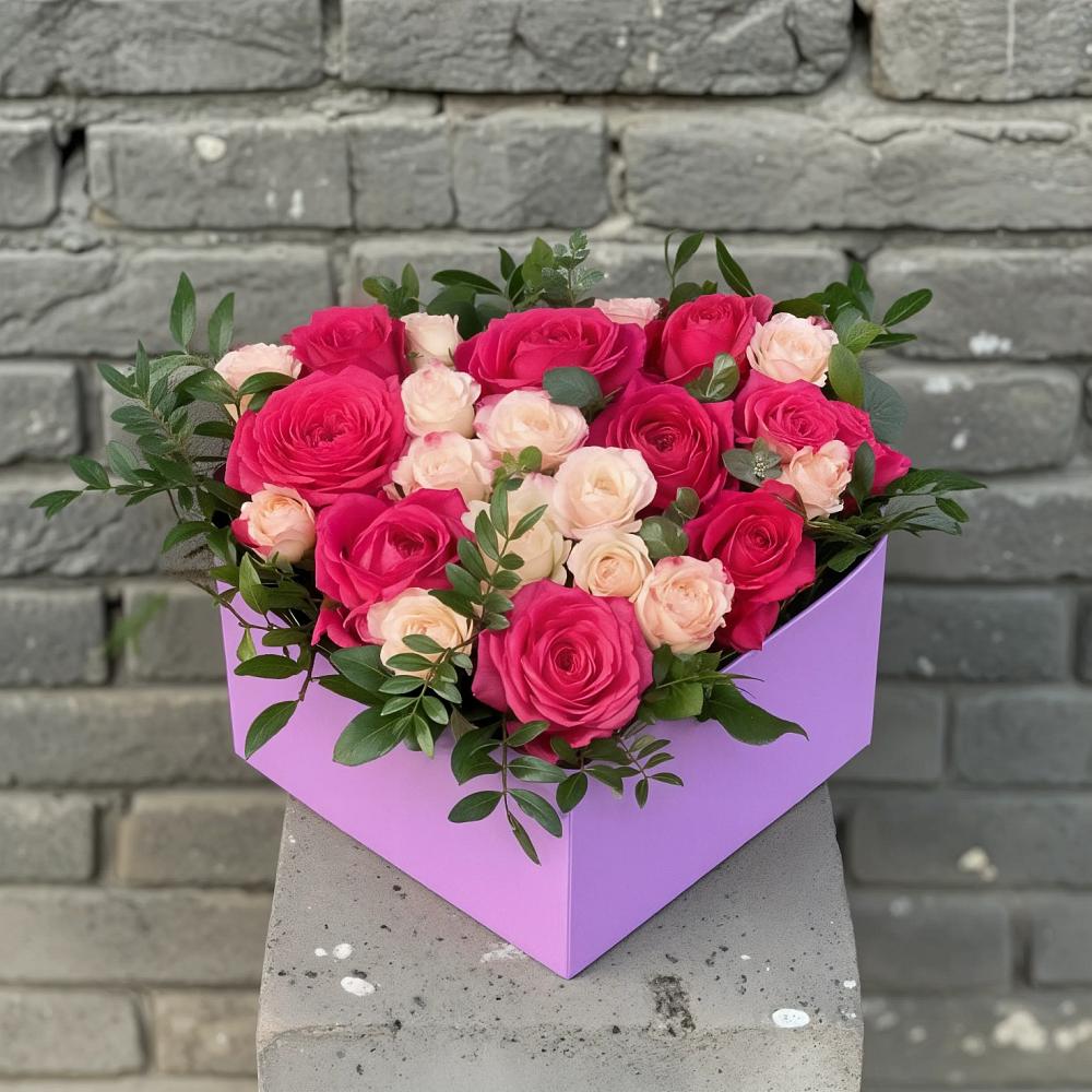 Цветочная композиция из Розы в коробке в Новом Торъяле