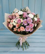 Букет цветов из:  Хризантемы, Розы и Альстромерии в Новом Торъяле