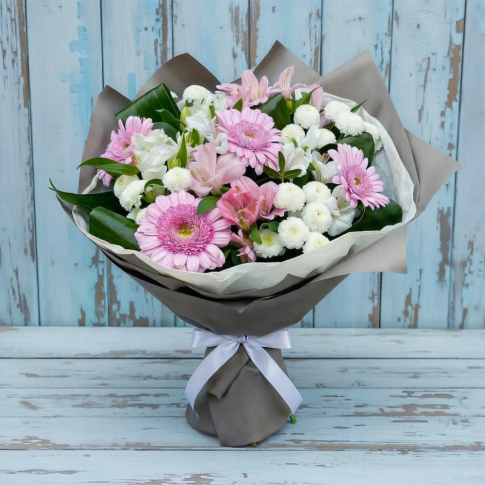 Букет цветов из: Герберы, Альстромерии и Хризантемы в Новом Торъяле