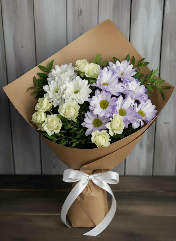 Букет цветов из: Хризантемы и Розы в Новом Торъяле